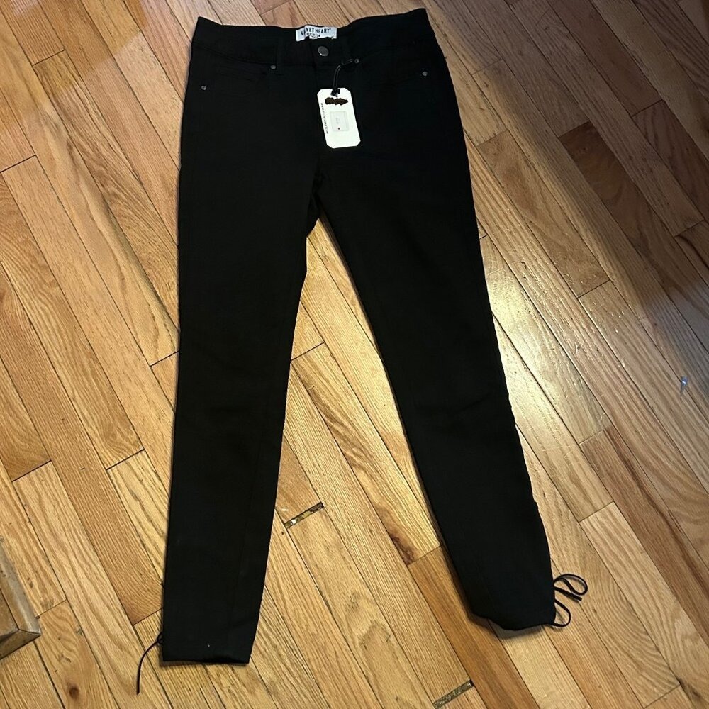 Velvet Heart NWT Black Denim Jeans Piper Mid Rise Skinny Ankle Size 26 T26-2